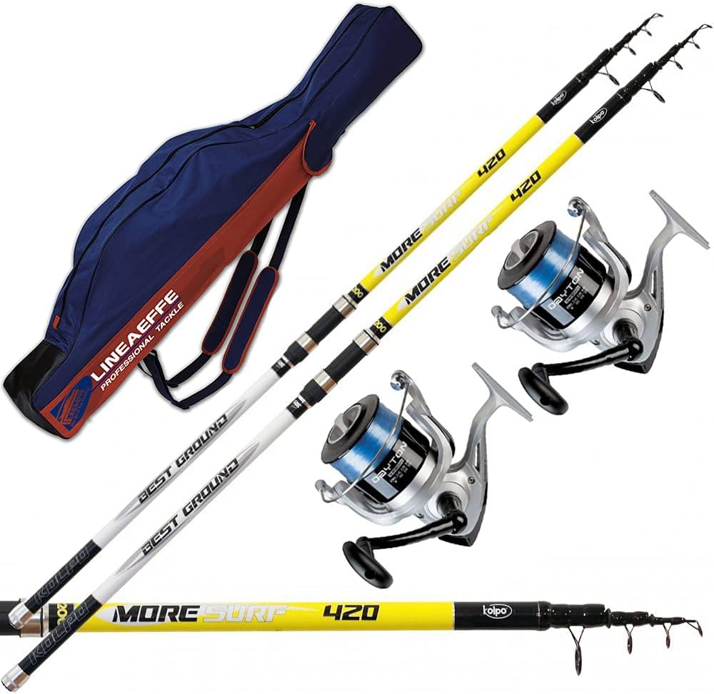 Agc Trabucco Surfcasting Sonic 420 Fishing Rod Set + Dayton 8000