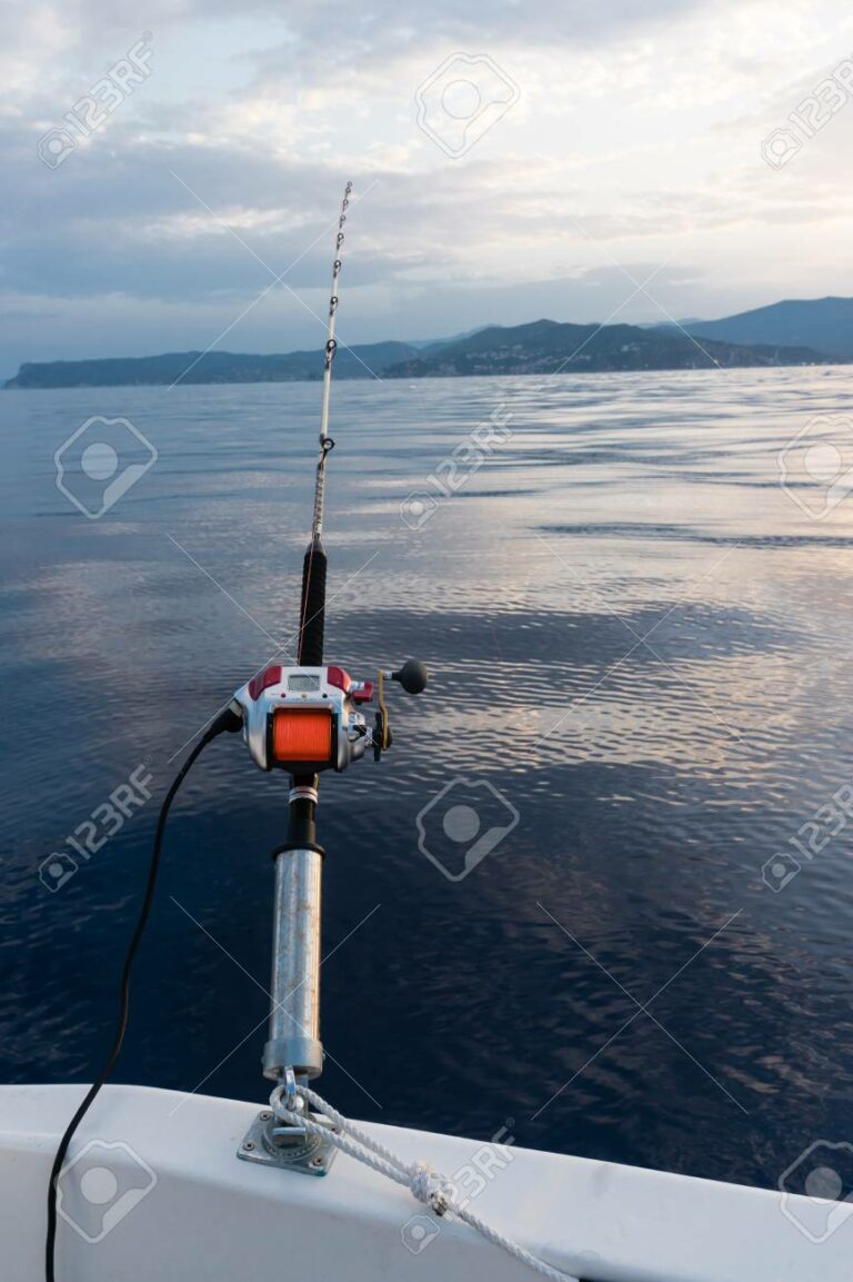 carrete eléctrico de pesca en el mar